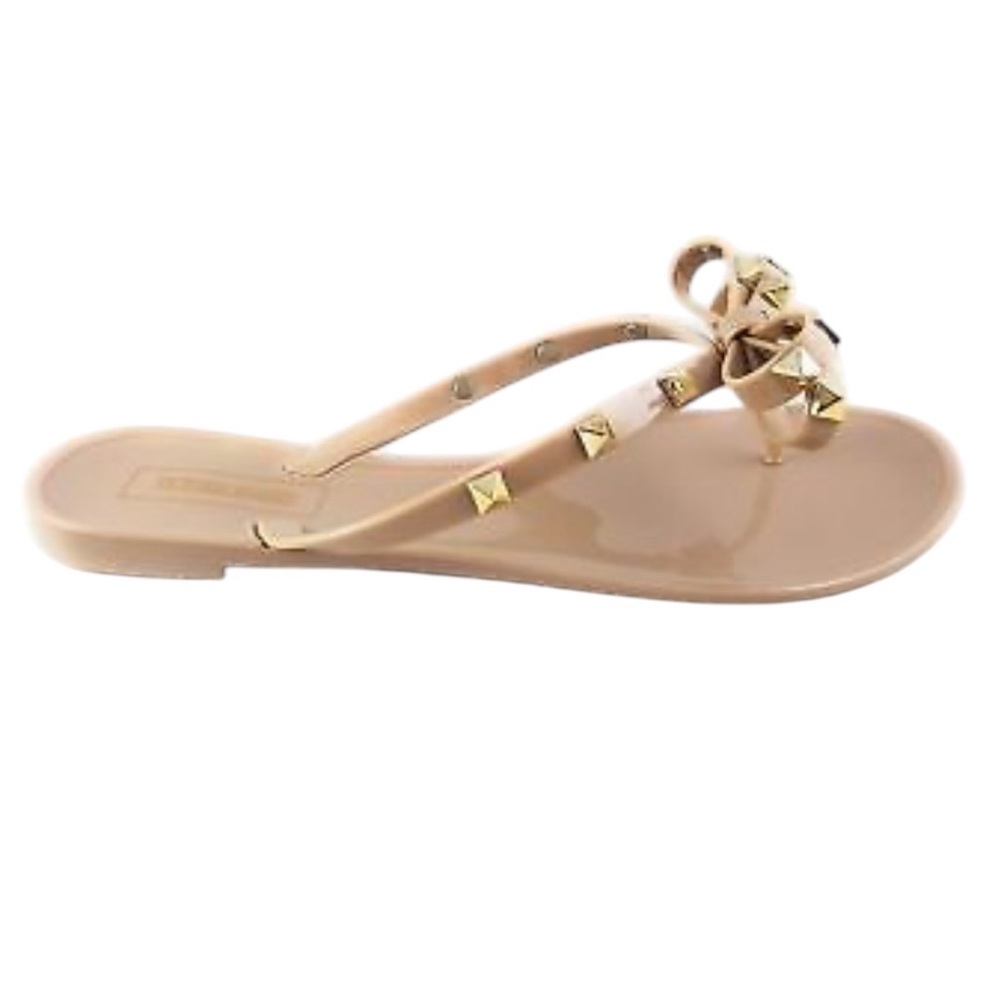 Bow Rivet Stud Jelly Sandals BEIGE VALENCIA Victoria Adams’s size 7